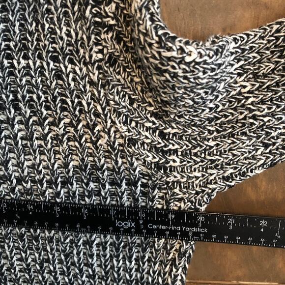 525 America Womens Sweater Black White Mock Neck Chunky Knit Long Sleeve Large - Picture 6 of 11